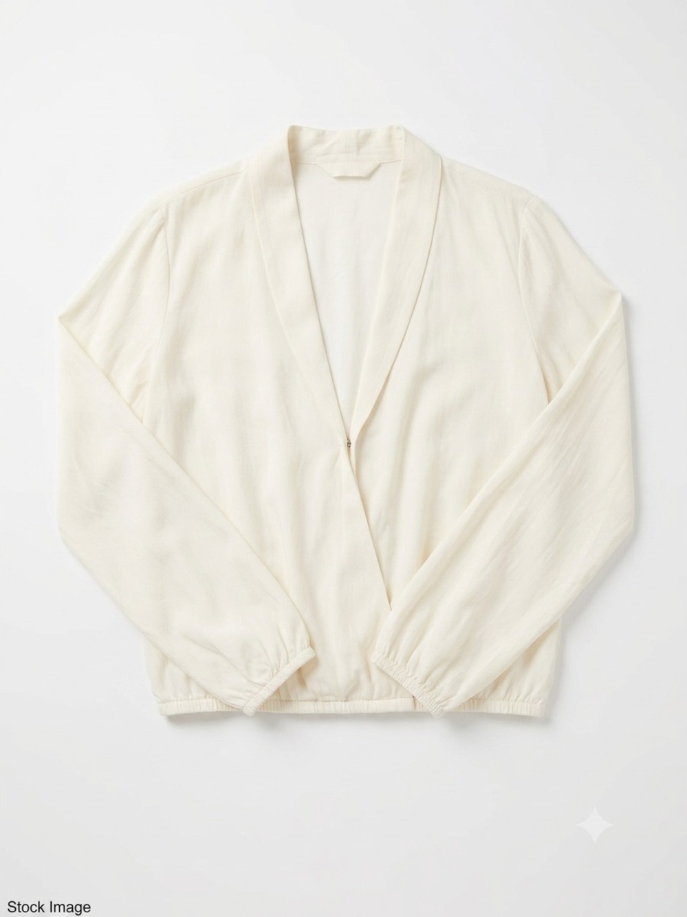 Storia Subtle Stripe Draped Faux-Wrap Blouse - Medium - Cream/Off White